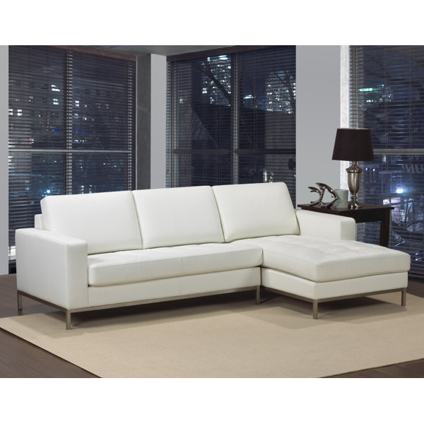 Orren Ellis Witney Leather Sectional Wayfair